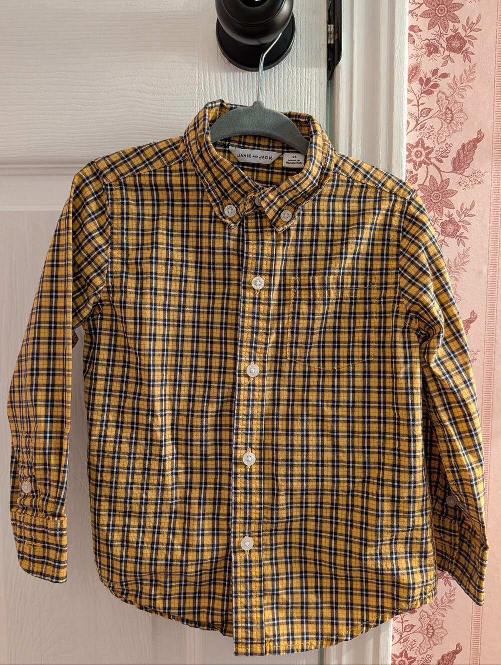 Kids Button-Down Yellow Plaid Shirt